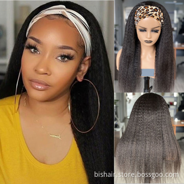 BIS 28 Brazilian 100% human hair straight headband  wigs seamless wigs 150 density Remy human hair wigs for black women